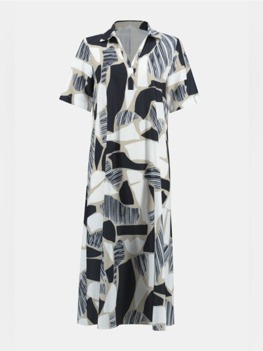 Joseph Ribkoff Abstract Print Tunic Dress - Black, White, Beige